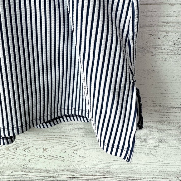 SWIM BY CACIQUE Navy Striped Swim Skirt Seersucker Nautical Beach PLUS Size - Picture 2 of 7